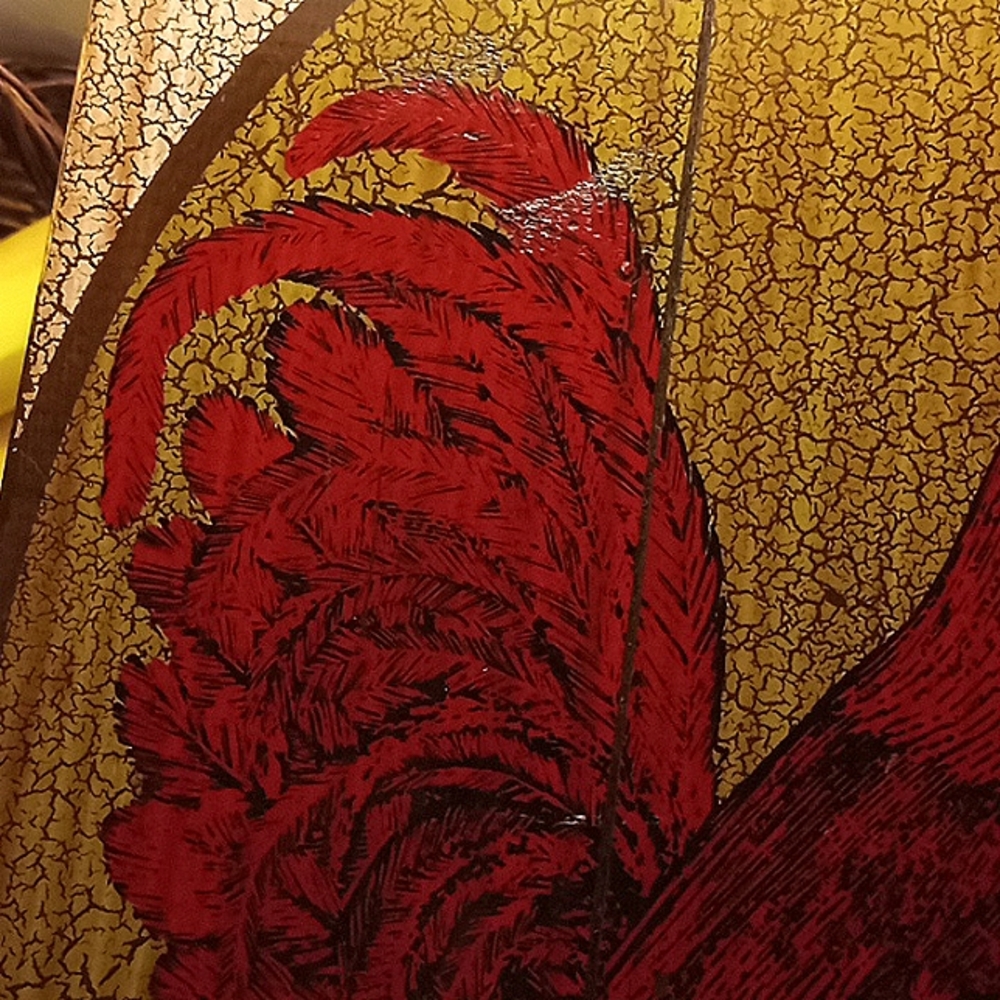 VINTAGE 11" BY 22" RARE VINTAGE TAVERN ROOSTER ON A WOOD BOARD~(LARGE) - Picture 16 of 17